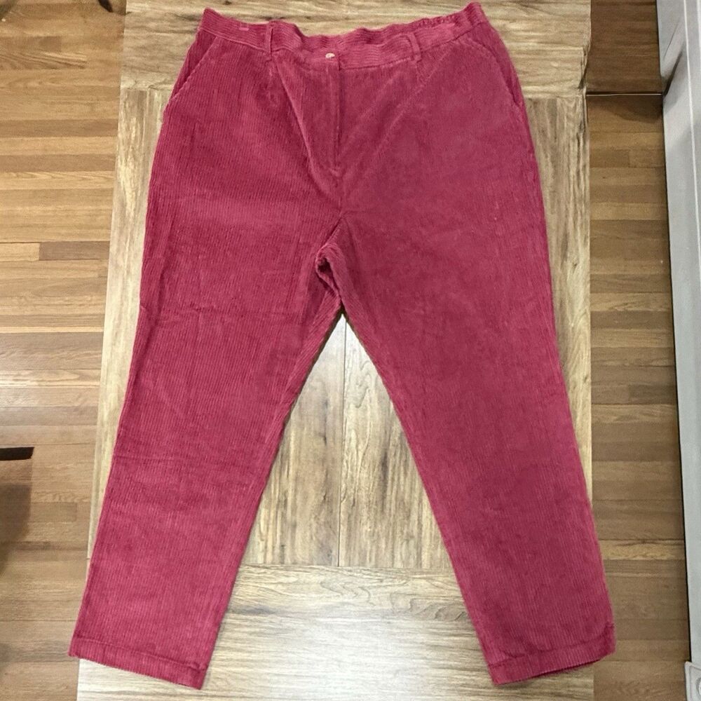 NWT Appleseed's Womens Dark Red High Rise Corduroy Straight Leg Pant Size 20W